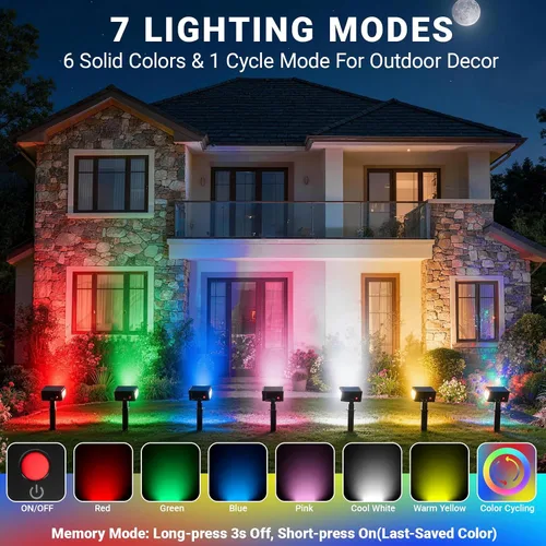 Vista 3 de Paquete de 6 luces solares de Halloween RGBW para decoración