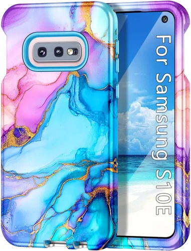 Vista 12 de Btscase Funda para Samsung Galaxy S10e, resistente de tres capas de mármol, a prueba de golpes, cuerpo completo, policarbonato duro y TPU suave