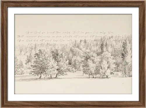 Vista 12 de MUDECOR Lienzo enmarcado prémium para pared, pinos nevados en bosque de invierno, ilustraciones modernas, arte contemporáneo, escénico, divertido