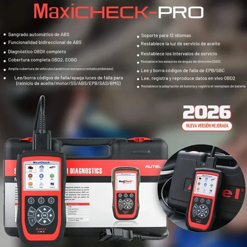 Vista 2 de Autel MaxiCheck PRO - Herramienta de escaneo automático de purga para purga de frenos ABS, escáner de diagnóstico OBD2 ABS SRS, reinicio de aceite
