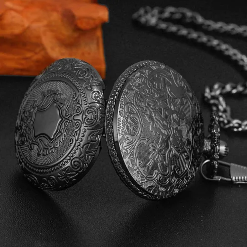 Vista 6 de Realpoo Black Shield - Reloj de bolsillo para hombre, escala digital de números arábigos, reloj de bolsillo de cuarzo para hombre, relojes
