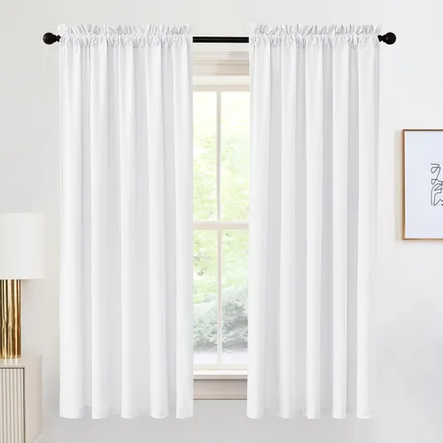 Vista 72 de RYB HOME Cortinas opacas de terciopelo para dormitorio, aislamiento térmico, privacidad, luz solar, bloqueo de calor, cortinas lujosas con bolsillo