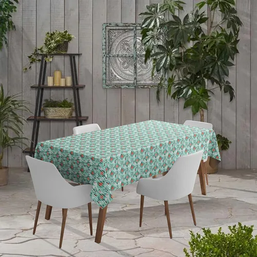 Vista 2 de Mantel cuadrado para interiores y exteriores de 58 x 58 pulgadas, mantel cuadrado impermeable para mesa de patio, manteles de primavera/verano