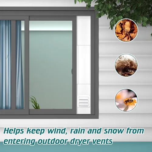 Vista 8 de Kit de ventilación para ventana de secadora Daisypower, kit de ventilación de ventana ajustable con cubierta de ventilación para exterior, campana