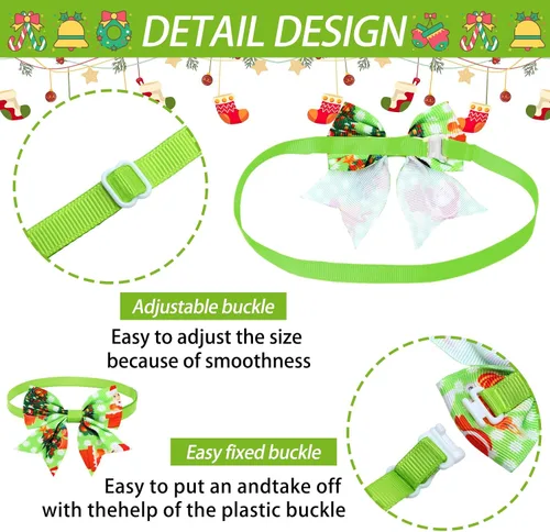 Vista 3 de Maitys 80 corbatines de Navidad para perros pequeños, gatos, perros, lazos ajustables para perros, collar de Navidad básico para cachorros, perros
