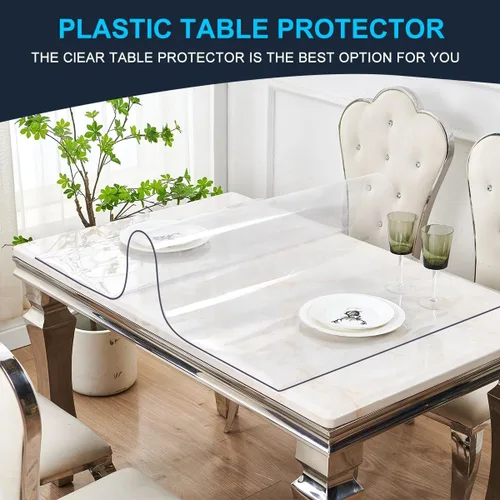 Vista 5 de Protector de mesa rectangular transparente de 12 x 28 pulgadas, protector de escritorio de cristal de 0.059 in de grosor, alfombrilla de escritorio