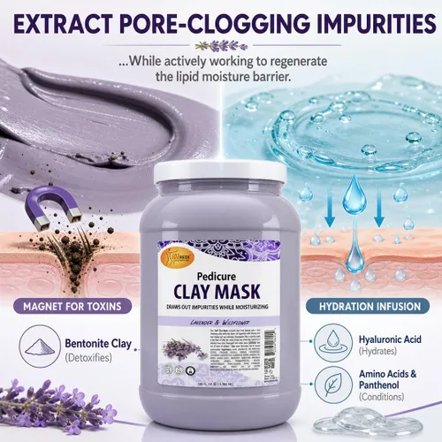 Vista 3 de SPA REDI - Máscara de arcilla, lavanda y flores silvestres, 128 onzas - Pedicura y limpieza profunda corporal, purificación de poros de la piel