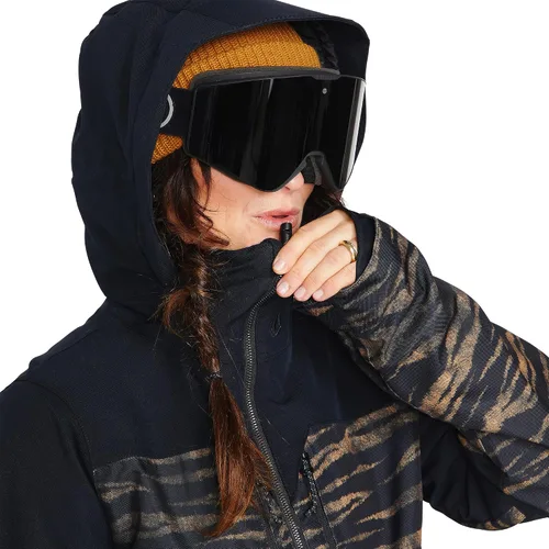 Vista 10 de Volcom Shelter 3D - Chaqueta con capucha para mujer, con aislamiento elástico, para snowboard, esquí, invierno