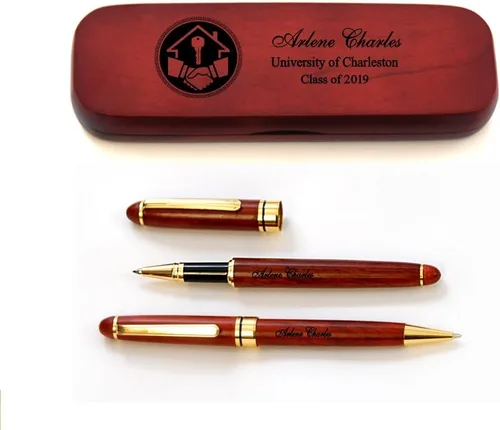 Vista 14 de Juego de bolígrafos de graduación de madera de arce macizo personalizado para médico MP-Médico-GD