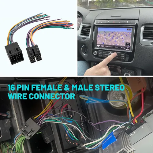 Vista 7 de NuIth Adaptador de arnés de cable estéreo macho y hembra de 16 pines para Freightliner 04-21, Volvo 04-16, Peterbilt 06-18, Kenworth 08-20, conector