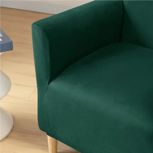 Vista 5 de XMNTG Funda elástica de terciopelo verde oscuro para sillón individual, funda de sofá moderna de mediados de siglo con brazos, protector de muebles