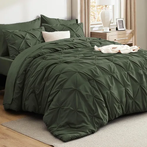 Vista 14 de Bedsure - Juego de edredón tamaño individual gris - Ropa de cama tamaño individual en una bolsa de 5 piezas, juego de cama Pintuck GentleSoft™