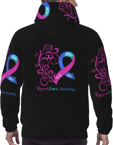 Vista 7 de Sudaderas con capucha unisex para hombre y mujer, para concienciación sobre el cáncer de tiroides