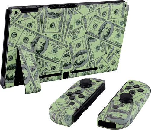 Vista 7 de eXtremeRate - Placa trasera para Nintendo Switch Console, NS Joycon con carcasa de mando de mano con botones de juego completo, carcasa de repuesto