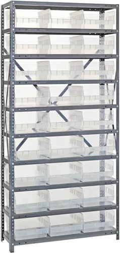 Vista 37 de Quantum QSBU-245BK Heavy Duty Shelving Unit with (7) Shelves and (24) QUS245 Black Bins for Garage Warehouse Storage Distribution 400 lb Load