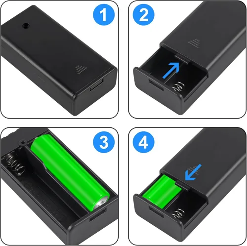 Vista 5 de 4pcs 2 AA titular de la batería con USB hembra zócalo 2 AA caja de batería titular con interruptor de encendido y apagado