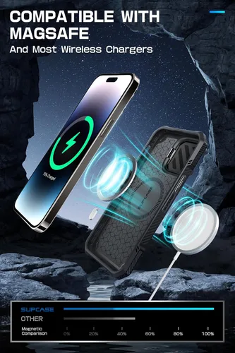 Vista 5 de SUPCASE Funda para iPhone 14 Pro Max con Cubierta de Cámara y Soporte (UB Mag XT), [Compatible con MagSafe] [Clip de Cinturón Integrado] Funda