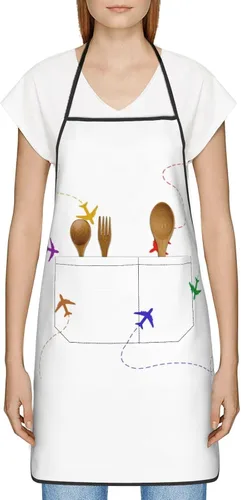 Vista 2 de Delantal de aviación para aviación, delantales de cocina para hombre y mujer, delantal de cocina, delantal de chef, delantales de jardín ajustables