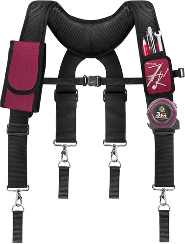 Vista 9 de Tool Belt Suspenders for Men, Adjustable Tool Belt with Magnetic Wristband Multifunctional Pouch Pocket for Workers