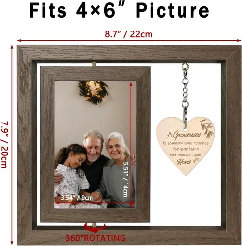 Vista 7 de EYITUPC Un nieto es alguien que alcanza tus manos pero toca tu corazón Marco de Fotos Regalos para Abuelos Primerizos, Muestra Dos Fotos de 4x6