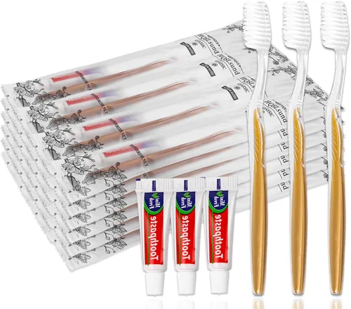 Vista 7 de 20 cepillos de dientes desechables con pasta de dientes envueltos individualmente a granel, kit de cepillo de dientes de viaje, cepillos de dientes