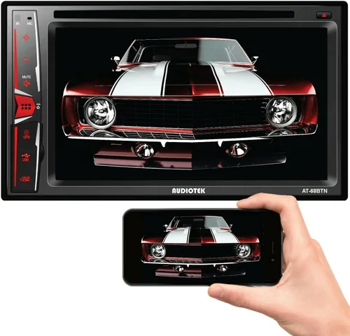 Vista 4 de Audiotek 68BTN - Coche doble DIN de 6.2 pulgadas, salida de 200 vatios, DVD, CD, pantalla táctil, enlace de espejo para Android y iPhone con cámara