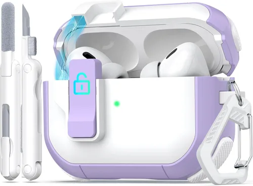 Vista 19 de Funda para AirPods de 4ª Generación, Diseño Transparente con Tapa Emergente Automática, Incluye Herramienta de Limpieza, Duradera y Resistente a