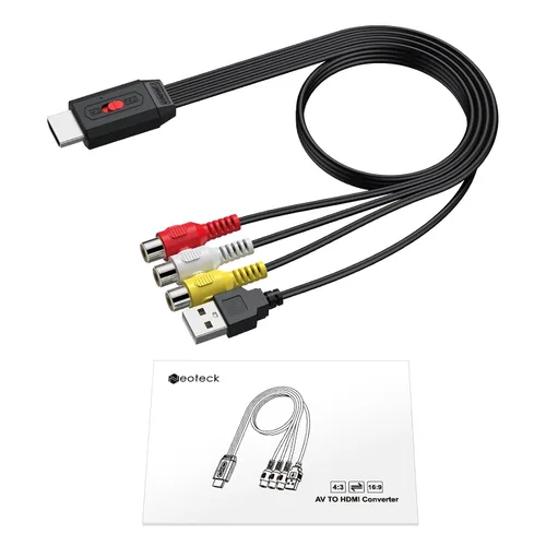 Vista 8 de Neoteck - Cable convertidor RCA a HDMI de 7.9 in/0.66 pies AV a HDMI