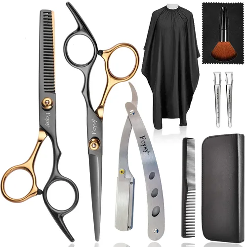 Vista 12 de Fcysy - Tijeras de corte de pelo, juego de tijeras de peluquería profesional, tijeras de peluquería, tijeras de mezcla, accesorios de peluquería