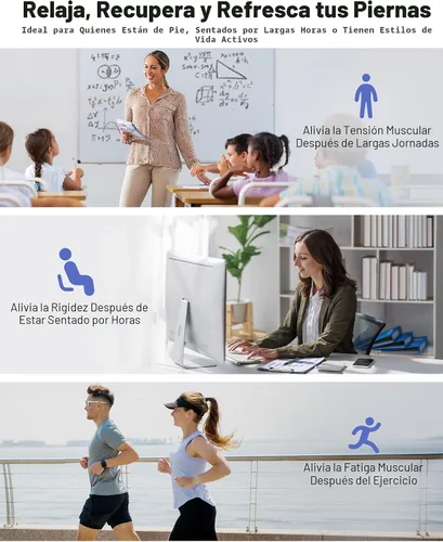 Vista 5 de Masajeador de piernas de compresión de aire con calor: masajeador de pies y pantorrillas para circulación y alivio del dolor, 9 intensidades, 4