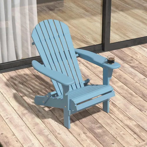 Vista 8 de Folding Adirondack Chair,Ergonomic Patio Wood Chairs with Wide Armrest,350LBS Weather Resistance Lawn Chair for Poolside,Outdoor Garden Lounge Black