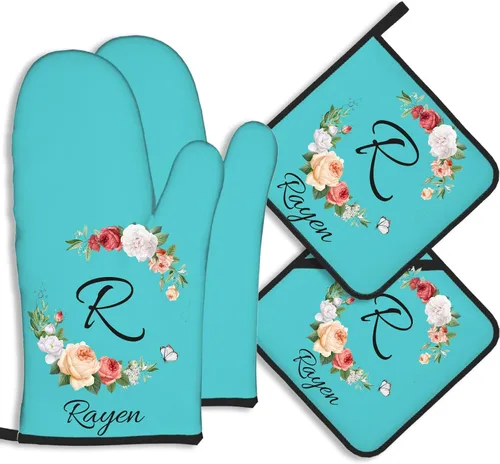 Vista 30 de Manoplas de horno personalizadas con nombre y foto, resistentes al calor y a la intemperie, para amigos y familia, como regalo de cocina, horneado