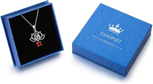 Vista 7 de TANGPOET Chakra Necklace Sterling Silver Lotus Pendant Necklace Healing Crystal Dragonfly Jewelry Birthday Christmas Gifts for Women Mom Daughter
