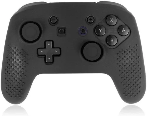 Vista 2 de Cubierta de piel de partícula con tachuelas de silicona suave para Nintendo Switch Pro Controller blanco y negro