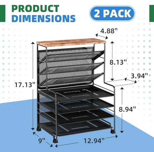 Vista 7 de Simple Trending Organizador de archivos de escritorio de 8 niveles, 1 paquete de bandeja de cartas, organizador de papel, accesorios de escritorio