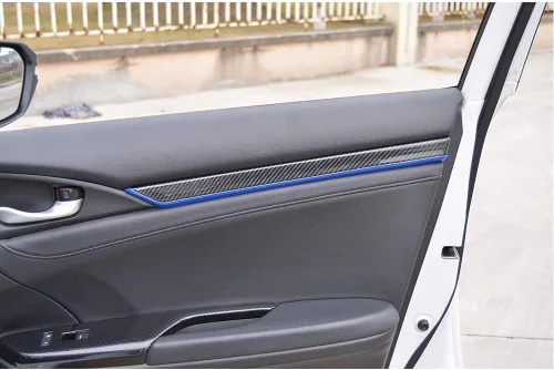 Vista 5 de LEXLEY 4 piezas de panel de puerta interior moldura de puerta cubierta ABS estilo fibra de carbono estilo calcomanía accesorios para Honda 4 puertas