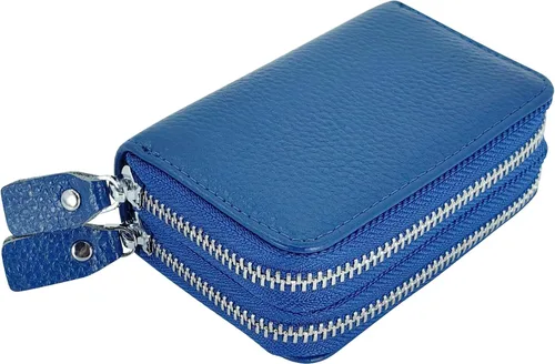Vista 42 de Cartera de cuero para mujer, con doble tarjeta, tarjetero con cremallera, múltiples compartimentos, bloqueo RFID C-W-1, Rosado, Talla única
