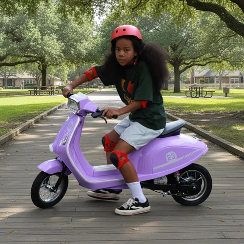 Vista 7 de Motocicleta para niños, motocicleta eléctrica de 2 ruedas para niñas de 8 a 14 años, juguetes de paseo de 24 V con música, historia, faro, 3 Morado