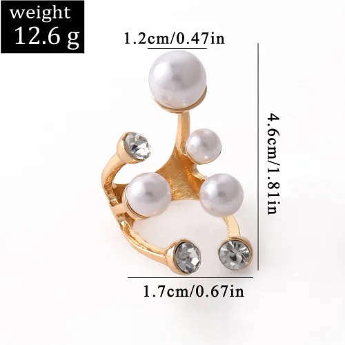 Vista 6 de Cicod Anillo de perlas vintage, apilables, anillos de perlas ajustables, anillo de dedo completo de perlas abiertas, joyería de moda para mujeres