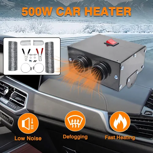 Vista 5 de Calentador de ventilador universal de 500 W 12 V para coche, camión, calefacción, calentador de aire, desempañador, 12 V, 500 W, calentador
