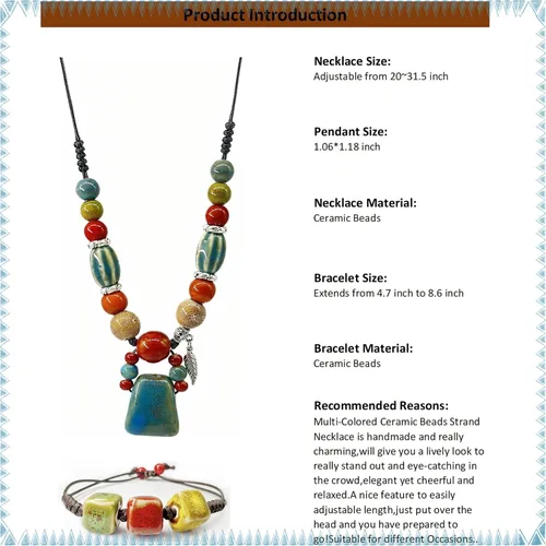 Vista 6 de Boho étnico multicolor declaración colgante collar bohemio moda joyería regalo para mujeres niñas con bolsa