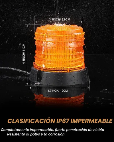 Vista 3 de Leelosp Paquete de 4 unidades de 60 luces de baliza intermitente ámbar, luz de advertencia de seguridad intermitente de 12V-24V ámbar con luz