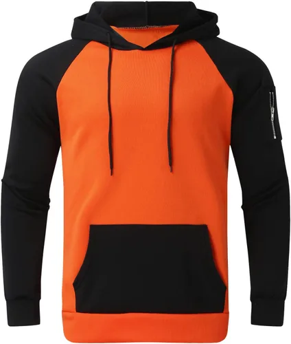 Vista 2 de Muscularfit Sudaderas con capucha grandes y altas para hombre, con bloques de color, manga larga, para gimnasio, entrenamiento, casual, ligera, 2023