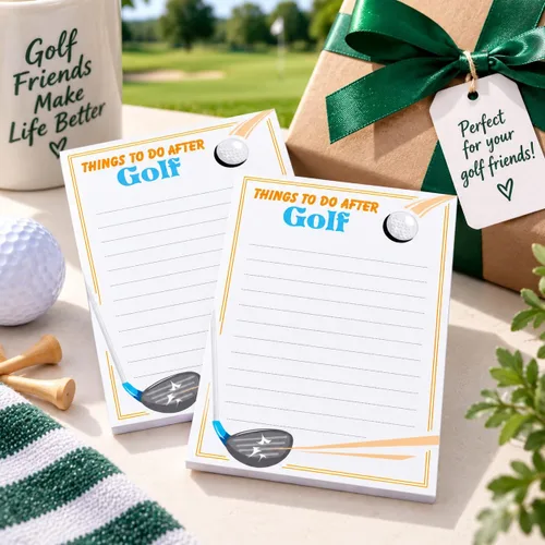 Vista 4 de Divertidos blocs de notas adhesivas - Divertidos regalos de golf - Lindos blocs de notas - Paquete de 2