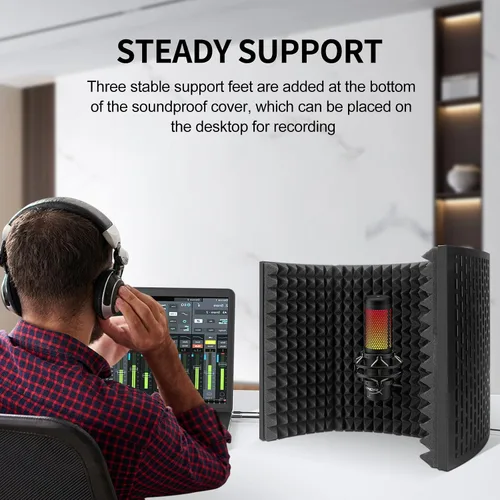 Vista 11 de Escudo de aislamiento de micrófono de grabación de estudio profesional, adecuado para Blue Yeti y cualquier equipo de grabación de micrófono