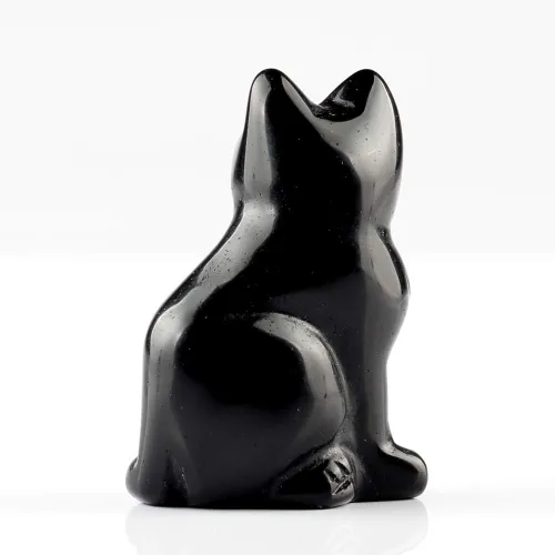 Vista 5 de Estatua grande de obsidiana negra de 2.0 pulgadas para gato, Feng Shui, manualidades, tallado, tallado, curación, reiki (obsidiana negra)