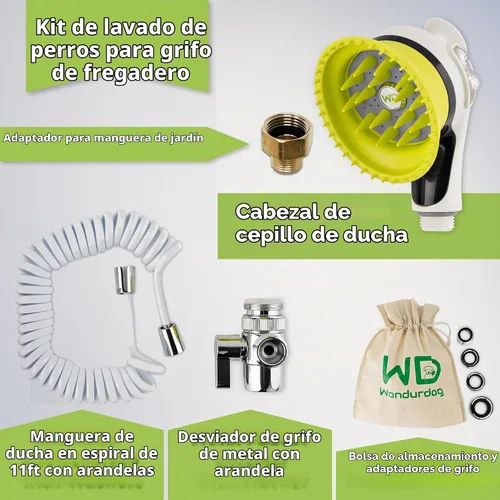 Vista 2 de Wondurdog Accesorio rociador de grifo para lavado de perros, se adapta a