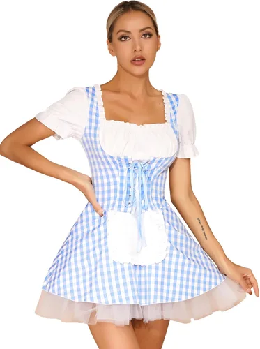 Vista 4 de MSemis Disfraz de sirvienta francesa para mujer, disfraz de uniforme de anime, cosplay, ropa de club