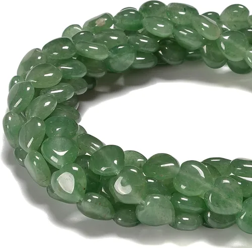 Vista 2 de JM Design Granos verdes de la forma del corazón de la aventurina tamaño 26.2 ft m 15.5" filamento para la fabricación de la joyería