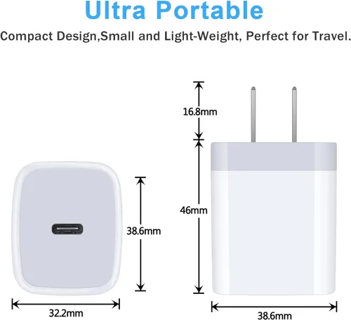 Vista 4 de USB C Box Bloque de carga rápida para Samsung Galaxy A17 5G A16 A15/A54/A36/S25/S24FE/A13/A53/A03S/A23/A24/Z Fold7/S23/S22, iPhone 17 Pro Max/16/15